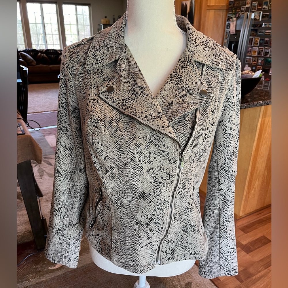 Faux Suede Snakeskin Jacket
